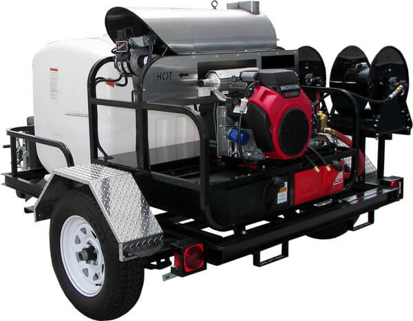 Industrial Pressure Washer Portable Tank & Trailer System - Hot Water (Gas)  